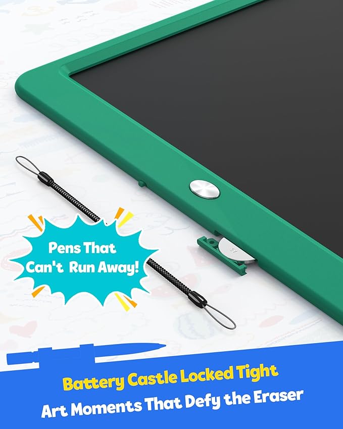 TEKFUN 12 Inch LCD Writing Tablet for Kids, Coloring Drawing Pad, Mess Free Doodle Board, Airplane Travel Toys for Boys and Toddlers, Road Trip Essentials, Gifts for 3-8 Year Old Girls(DarkGreen)