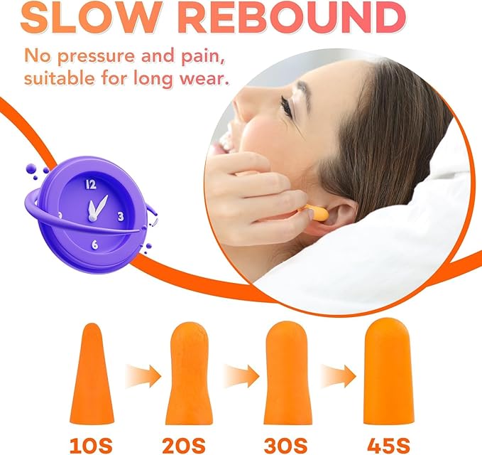 VOISEN Ear Plug,1000 Pairs Ear Plugs for Sleeping,32dB NRR 37dB SNR Ear Plugs Noise Cancelling for Snoring, Studying, Loud Events, Traveling & Concerts, Individual Package