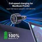 CHIPOFY 300W USB C Car Charger, 6 Ports (4 USB C + 2 USB A) - PD3.1 140W PPS 45W QC 60W Super Fast Charging Car Adapter for MacBook Laptop, iPhone 17 16 Pro Max, iPad, Galaxy S25/S24 Ultra etc