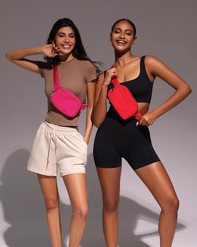 YOSHUYUKI Fanny Pack Cross Body Bag Small Crossbody Bags for Women Men Trendy Nylon Waterproof Mini Purse Travel Running Belt Lulu Dupes Bum Hip Chest Waist Pack Side Bag Must Have Red