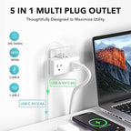 BN-LINK Multi Plug Outlet, Outlet Extender with 2 USB-A 1 USB-C 2 AC Oulets, 3 Prong Outlet Splitter for Dorm, School, Office, Home, Cruises Essentials for Ship and Travel, ETL Listed
