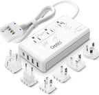 Ceptics 2000W Travel Voltage Converter for Hair Dryer & 200W Convert 220V to 110V for Curling Iron, Straightener, Chargers, Step Down World Power 4 USB Charging QC 3.0 SWadApt Type A, B, C, E/F, G, I