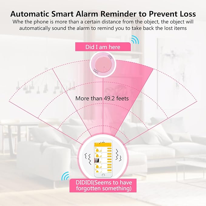 Aircawin Mini GPS Tracker C, Key Item Finder Locator,No Monthly Fee App for iOS/Android 2023 Latest,Portable Anti-Lost Bluetooth Tag Item Tracker for Luggages/Kids/Pets/Phone/Wallet/Bag-1Pcs-Pink