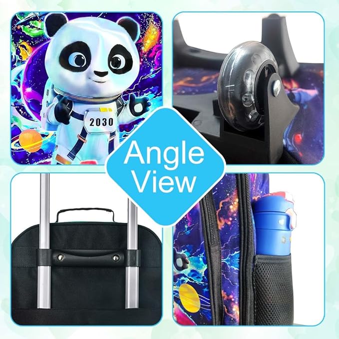 Boys Suitcase, Kids Travel Suitcases with Wheels, Panda Carry on Rolling Luggage(Black)