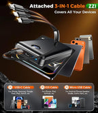 Portable Charger Power Bank, 60000mAh Battery Pack with 3 in 1 USB-C/iOS/Micro-USB Cable, 22.5W Fast Charging Portable Phone Charger, Travel Camping Essential Powerbank for iPhone 17/16 Samsung,Ebony