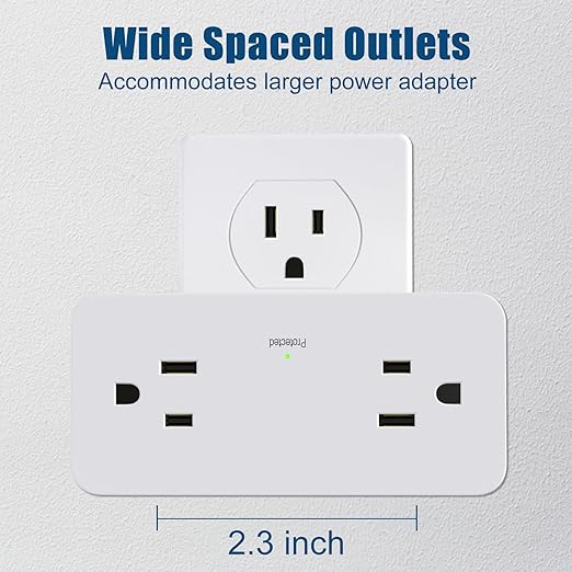 Surge Protector Outlet Extender with Rotating Plug, Multi Plug Outlet Extender with 4 Splitter and 2 USB Ports & 2 USB C Wall Charger, 3 Side Swivel Splitter for Home Office Dorm Travel