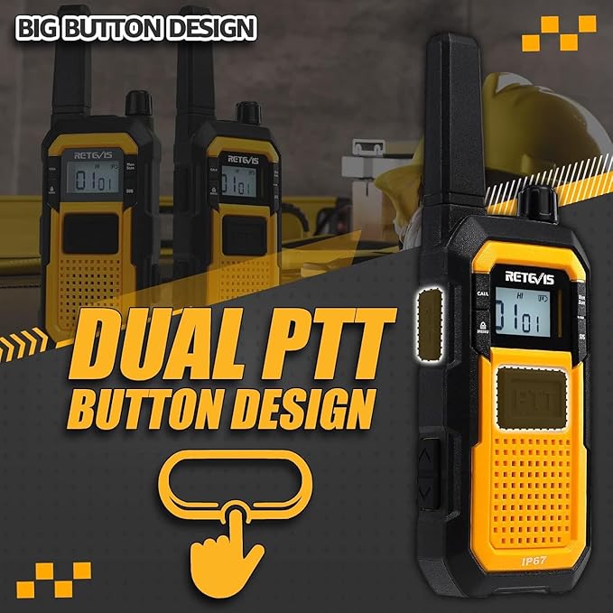 Retevis RB48 FRS Walkie Talkies Long Range, Rugged & IP67 Waterproof & Floating, Mil-Standards 810H Two Way Radio, Heavy-Duty, NOAA, Rechargeable, 20hr Battery, Emergency Radio(2 Pack)