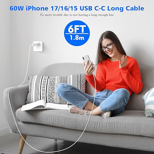 iPhone Charger Fast Charging,[Apple MFi Certified] 45W Dual Quick Apple Charger 2Pack 6FT Type C Block USB C to C Cable for iPhone 17E/17 ProMax/Air/17 Pro/16 Pro Max/16Pro/16E/15 ProMax/Plus,iPad Pro
