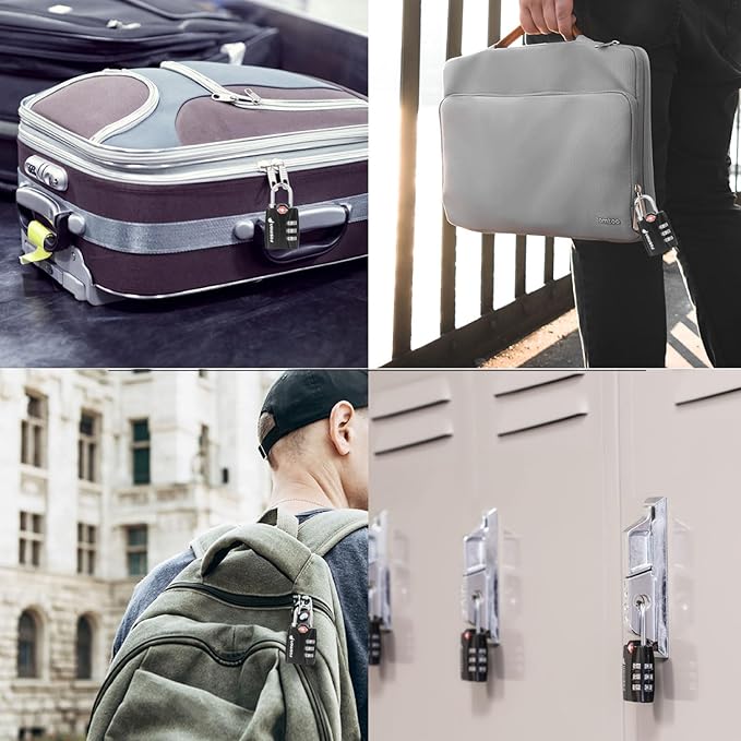 Fosmon TSA Approved Locks for Luggage. Suitcase Locks with Open Alert Indicator, 3 Digit Combination Padlock with Alloy Body for Travel, Backpack Zipper Anti Theft, Locker, Gym, Gun Case, Tent- 2 Pack