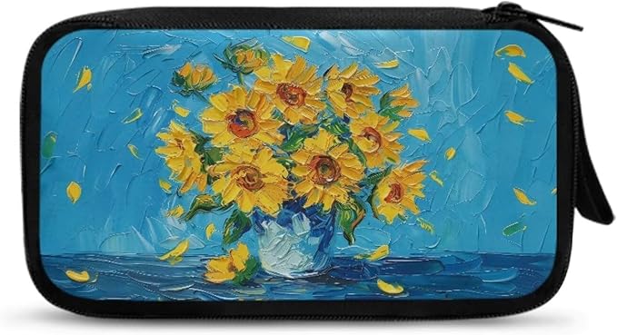 Artistic Sunflowers Electronic Organizer Cable Organizer Bag Travel Bag Cable Organizer Pouch Electronic Accessories Carry Case for SD Card Charger Phone Earphone Tech Pouch