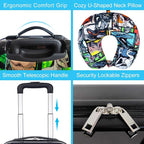 WZLVO Cool Dinosaur Kids Luggage 2PC Set with 360° Spinner Wheels, Lightweight Travel Carry-On Hardshell Suitcase for Boys, Toddler & Elementary Children