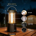 Lepro 2000LM LED Camping Lantern Rechargeable, Waterproof Tent Light with 5 Light Modes, Camping Essentials, Portable Lantern Flashlight for Camping, Emergency Light, Power Outage, USB Cable Included