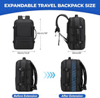 Rcrirth Carry On Travel Backpack for Airplanes | 35L Suitcase Backpack Luggage Business Weekender Bag - Expandable Travel Carry On Flight Approved for Men Women - Black
