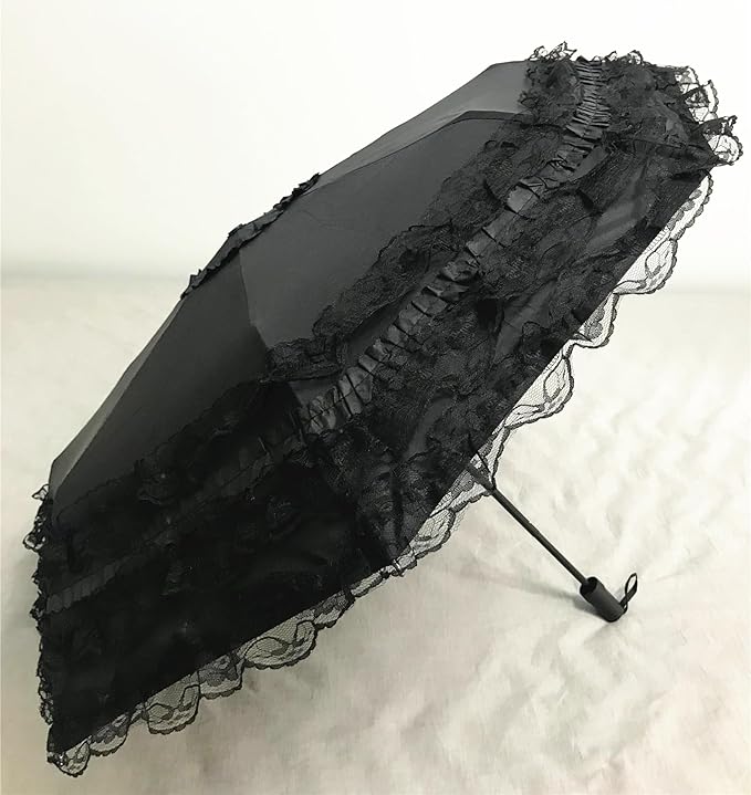 URAWESO Vintage Lace Parasol Gothic Lolita Umbrella UV Sun Protection Witch Cosplay Photoshoot Props Party Decoration