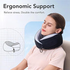KPNEOL Travel Pillow, 100% Pure Memory Foam Travel Neck Pillow Airplane Neck Support Ergonomic Design for Traveling Suitable for Airplanes,Offices and Cars-Cooling Silk Black