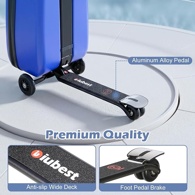 Scooter Luggage for Kids Scooter Suitcase for Ages 4-12, 4 in 1 Kids Luggage Boarding Suitcase Detachable & Foldable Scooter Travel Trolley Ride On Luggage-Blue