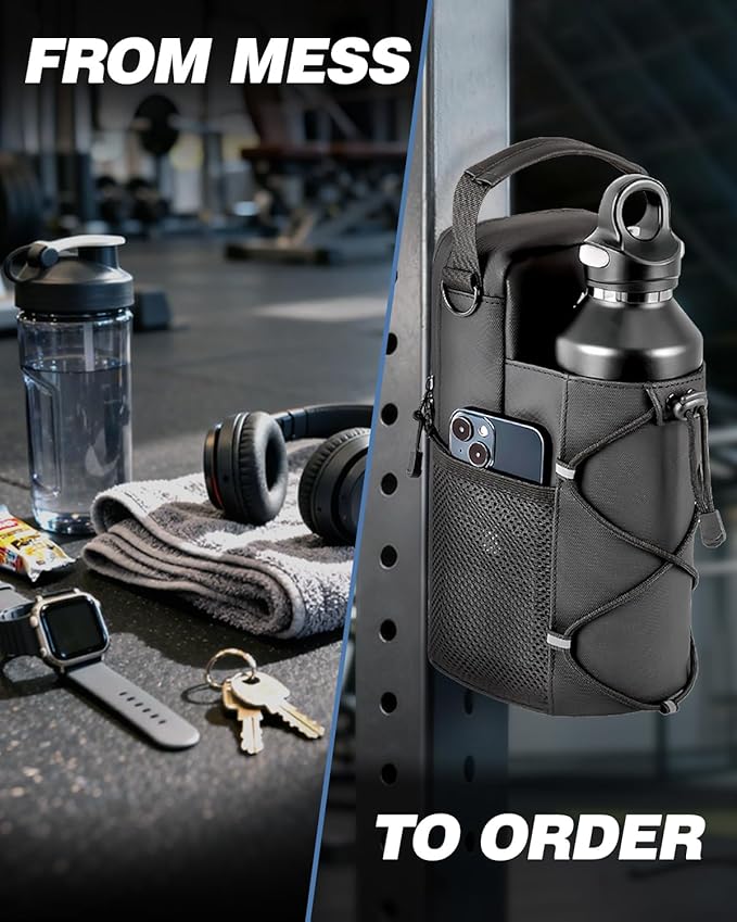 Magnetic Gym Bag for Men - Water Bottle Carrier Holder Bag with Shoulder Strap, 4 Built-in Magnets Gym Gifts for Men