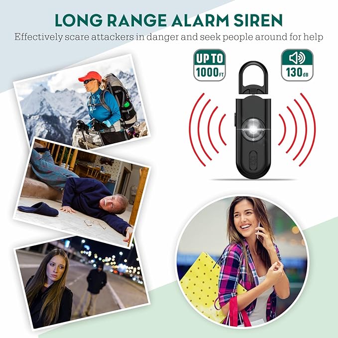 Personal Safety Alarm for Women Girls, 130dB Loud Siren + LED Light, Stylish Keychain, Easy-Pull Emergency Self-Defense for Night Safety, Running, Travel, College Students Self Defense Device Gift