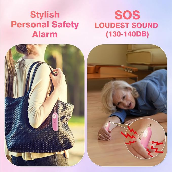 MtMinn Personal Safety Alarm for Women - 130dB Self Defense Keychains Siren Whistle, Replaceable Battery with SOS LED Strobe Light - Emergency Security Safe Protection Devices for Kids Elderly