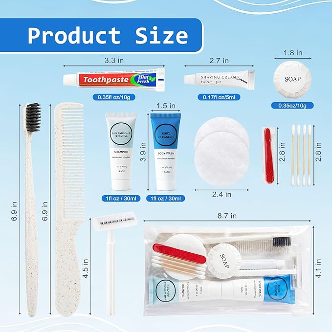 20 Kits Travel Toiletry Kit Bulk, 9-in-1 Disposable Personal Hygiene Kit, Basic Toiletry Kits for Men Women, Homeless Care Supplies Charity Kit for Guest, Hotel, Camping, Travel, Donation