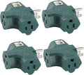3 Outlet Adapter [UL Listed] 3 Way Outlet Splitter - 3 T-Shaped Adapter Outdoor Power Splitter Grounded Wall Tap Adapter Heavy Duty (4, green)