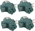 3 Outlet Adapter [UL Listed] 3 Way Outlet Splitter - 3 T-Shaped Adapter Outdoor Power Splitter Grounded Wall Tap Adapter Heavy Duty (4, green)