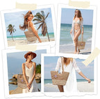 Trifabricy Beach Bags for Women, Summer Straw Bag, Woven Straw Beach Tote Bag Shoulder Handbags
