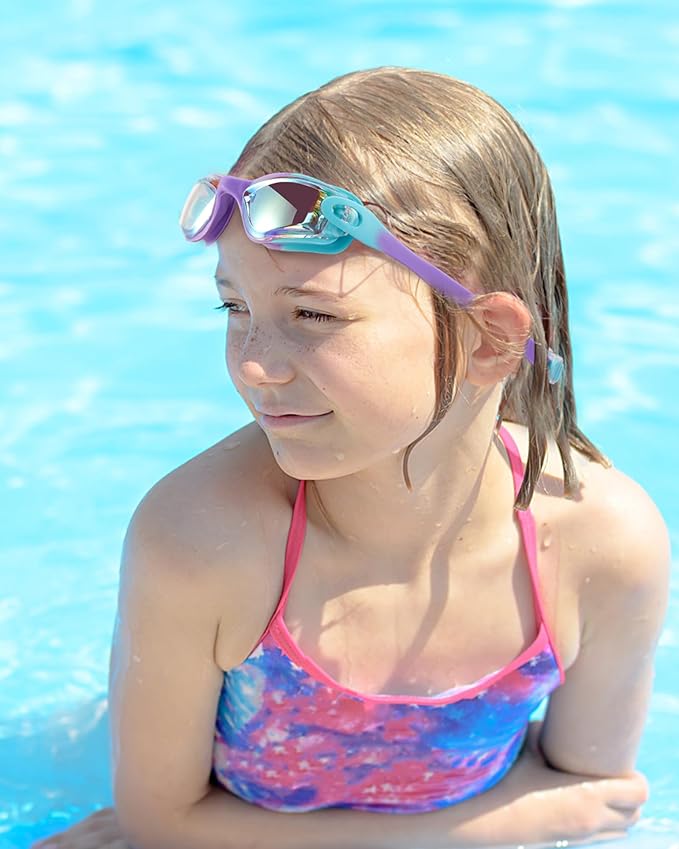 Aegend Swim Goggles for Kids Youth 3-14 Anti-Fog Anti-UV Comfort Fit Goggles for Swimming