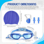 Tallew Swim Goggles Swimming Cap Set with Earplugs, Nose Clip and Case Silicone Swim Hat Waterproof Chlorine Resistant