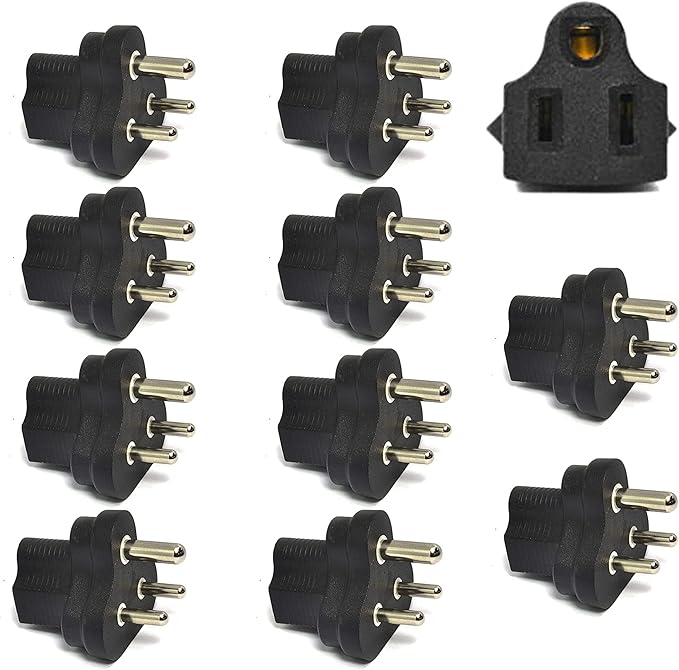 Ceptics India, Nepal BS-546 Travel Power Plug Adapter Accepts NEMA 5-15R - ETL Certified - Industrial Grade (IG-10-10PK)