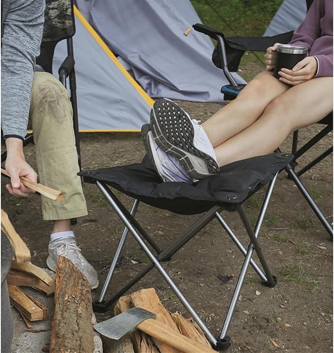 Guide Gear Camping Chair Foot Stool, Folding, Collapsible, Portable Footrest Black