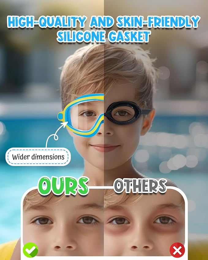 Swim Goggles 2 Pack, Wide View Anti Fog&UV Swimming Goggles for Audlt, No Leak Pool Beach Essentials for Men Women