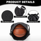 HOLYLUCK Men & Women Outdoor Sport Gym Sack Waterproof Drawstring Backpack Bag (Standard with width webbing, Black-1)