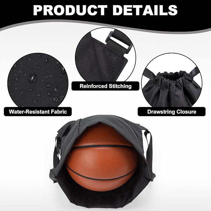 HOLYLUCK Men & Women Outdoor Sport Gym Sack Waterproof Drawstring Backpack Bag (Standard with width webbing, Black-1)