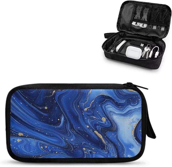 Marble Electronics Case Portable Electronic Accessories Carry Case Tech Pouch for Cable Cord Charger Phone Earphone Power Bank SD Card Travel Use