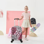 Kids Luggage with Spinner Wheels 5 Piece Carry on Suitcases for Girls Backpack with Lunch Box Pencil Case 16" Toddler Suitcase Set Airline Approved (Pink Leopard)