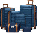 6 Piece Luggage Sets with Bags, Lightweight Expandable Checked Luggage Sets, Hardshell ABS Spinner Wheels Carry on Suitcase with TSA Lock, for Travel, Women Men (Nayy Blue, 18/20/24/28inch+2bags)