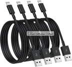 4 Pack [Apple MFi Certified] Apple Charging Cables 6ft, iPhone Chargers Lightning Cable 6 Foot, Fast iPhone Charging Cord for iPhone 14/14Pro/13/13Pro/12/11/11Pro/11Max/ X/XS/XR/XS Max/8, ipad(Black)