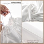 6 Pack 19.6x15.7in Purse Dust Bags for Storage, Dust Bags for Handbags Silk Cloth Bag With Drawstring for Storage Handbag, Purse, Shoes, Boots(White)