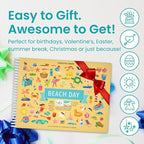 Beach Day 500+ Kids Sticker Book by Cupkin Fun Toddler Travel Activity Coloring and Sticker Book, Road Trip Essentials, 12 Coloring Pages 12 Side by Side Scenes for Ages 2–8 Years