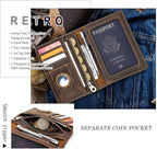 CONTACTS Full Grain Leather Passport Holder RFID Blocking Travel Passport Wallet Compatible with Airtag Passport Cover Case with 4 Card Slots, Coin Pocket with Badge
