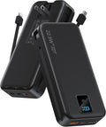 Portable Charger, 20000mAh 22.5W Fast Charging Power Bank with Built-in Cables & Wall Plug, Travel Essentials Battery Pack with LED Display, USB C External Battery Bank for iPhone iPad, Samsung Black
