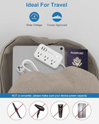 Type E F Plug Adapter, Germany France Travel Plug Adapter with 3 Outlets 3 USB Ports，Schuko Plug Power Adaptor for US to Europe EU Spain Iceland Korea Greece Norway Russia German French, 4ft