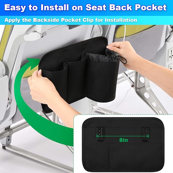 Cosmos Airplane Seat Back Pocket Organizer - Car Seat Pocket Stock Storage Bag & Airline Seat Pocket Hanging Holder Pouch for Holding Water Bottle, Phone, Passport & Flight Travel Essentials