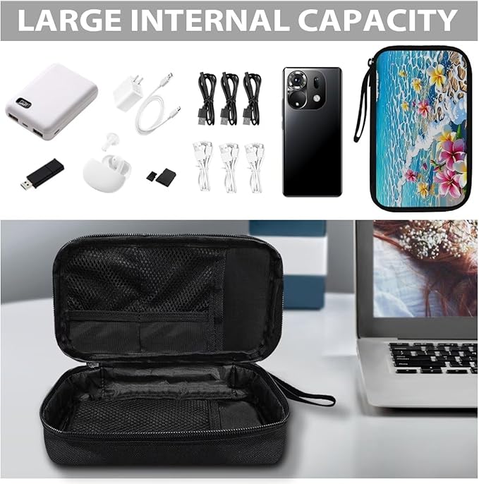 Beach Electronic Organizer Tech Accessory Pouch Electronic Accessories Carry Case Storage Bag for Cable Cord SD Card Travel Bag Cable Organizer