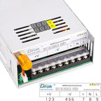 DROK 24V Power Supply, AC 110V/220V to DC 0-24V 20A 480W Buck Converter Dual Display, Variable Adjustable Adapter Regulated 5V 12V 24V Volt Switching Voltage Transformer 20A Amp Charger for Lab