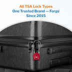 FORGE TSA Approved Luggage Locks Keyed Alike, TSA006 Dimple Key Cable Locks for Luggage, All Metal Zinc Alloy Travel Padlock for Suitcase, Backpack, and More, 2 Locks Red.