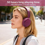 B8 Bluetooth Headphones Over Ear, 6 EQ Music Modes and 50H Playtime Deep Bass Wireless Headphones with Mic, Lightweight Folding HiFi Stereo Headset for iPad/Travel/Tablet/PC/Home Red