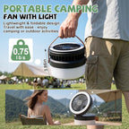 3-in-1 Camping Fan, Portable Solar Fan Rechargeable with LED Lantern, Battery Powered & Solar Camping Fan Light with Hanging Hook for Tent, 3 Speeds USB Fans for Camping Essentials, RV Travel, Outdoor