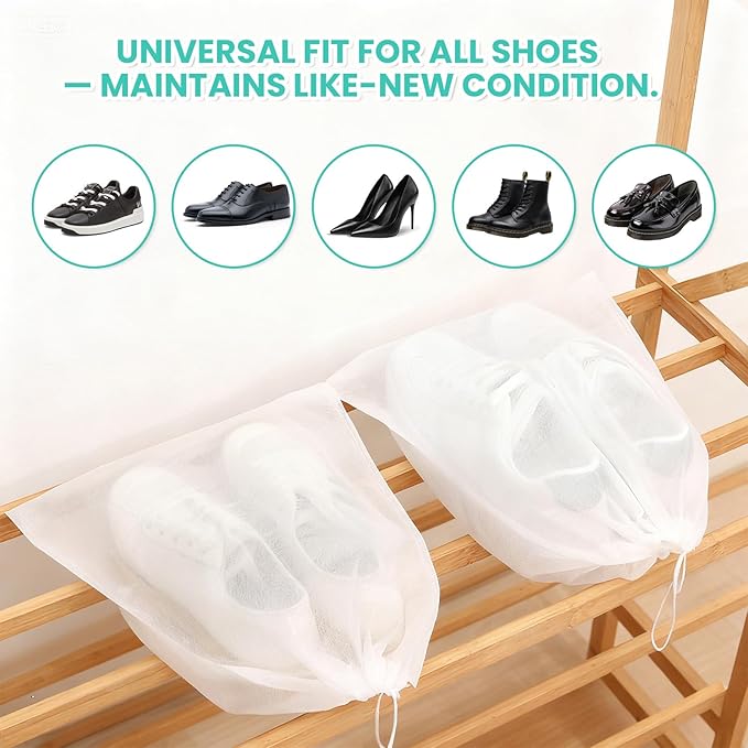 Shoe Washing Machine Bag, 2-Pack Reusable Shoe Bag for Washing Machine, 360° Deep Clean for Sneaker, Running Shoes,Bras, Delicates and Toys, Includes 2 Shoe Storage Dust Bags(White)
